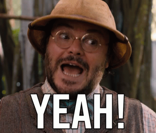 Jack Black Yeah Reaction Jumanji Movie GIF