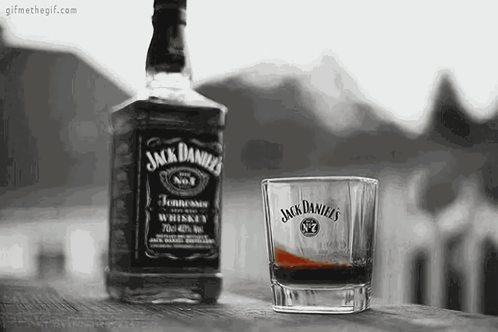 Jack Daniel's Whiskey Bottle and Glass