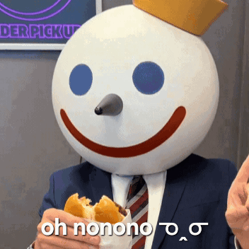 Jack in the Box Eating Hamburger Saying Oh Nonono