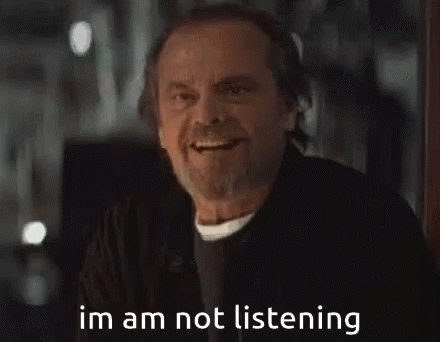 Jack Nicholson Grinning Not Listening GIF