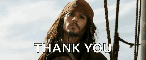 Jack Sparrow From Pirates Of The Caribbean Is Standing On A Boat And Saying Thank You GIF