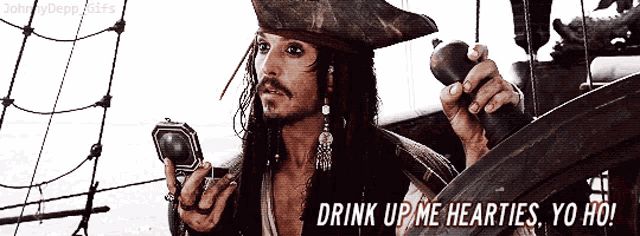 Jack Sparrow Pirate Of The Caribbean Drink Up GIF