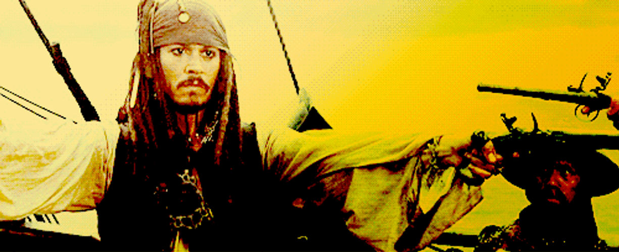 Jack Sparrow Pirate Of The Caribbean Holding Gun GIF