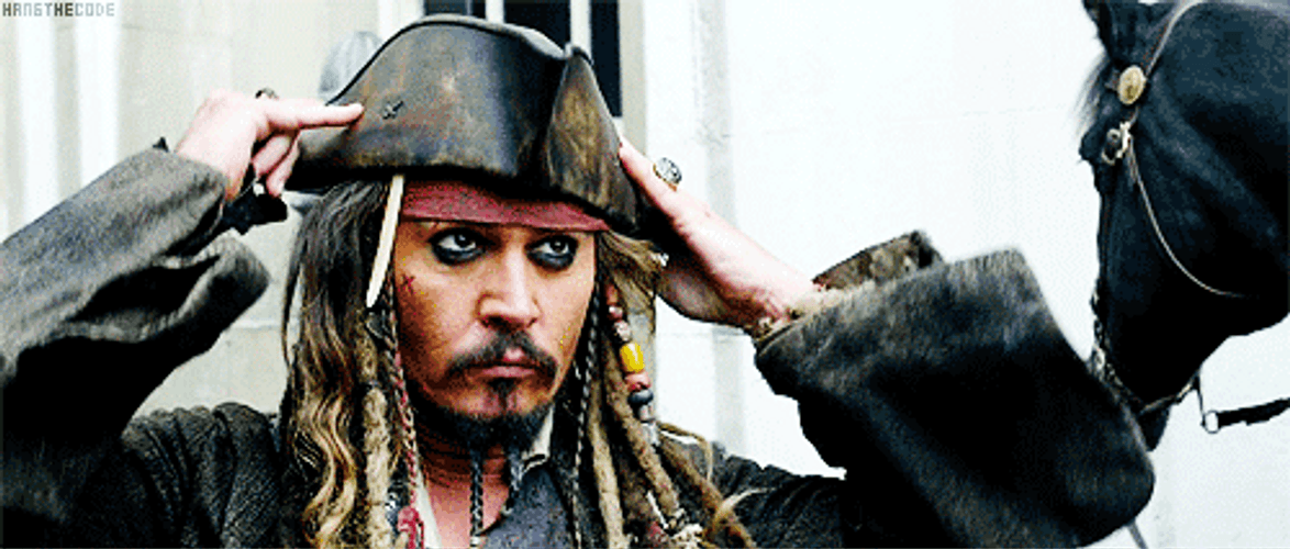 Jack Sparrow Pirate Of The Caribbean Holding Hat GIF