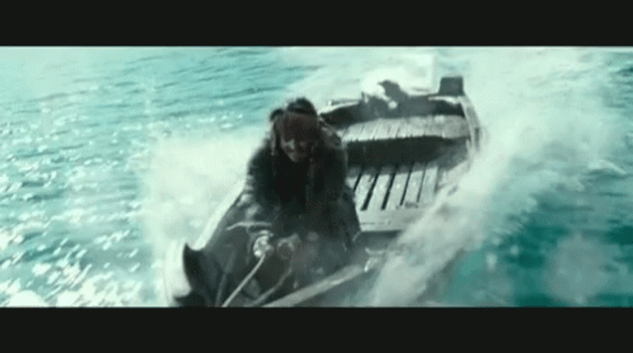 Jack Sparrow Pirate Of The Caribbean Rowing Boat GIF