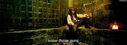 Jack Sparrow Pirates Gunshots GIF