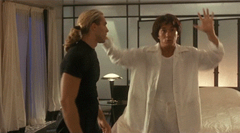 Jackie Chan Fights While Hands Up GIF