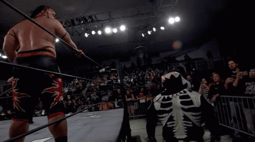 Jacob Fatu Doing Back Flip Out Of Ring GIF