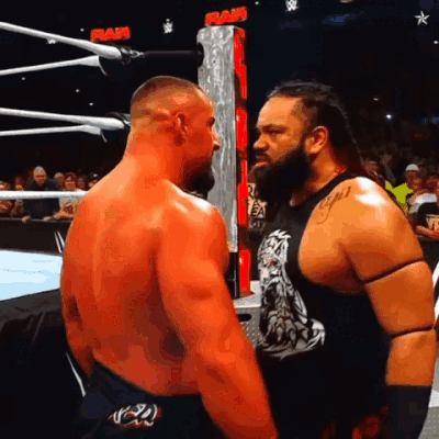 Jacob Fatu Face To Face With Bron Breakker GIF
