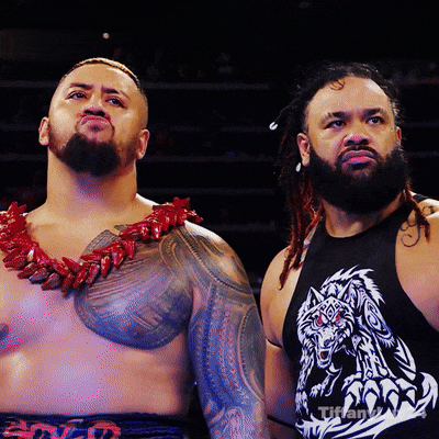 Jacob Fatu Fixing Hair Beside Solo Sikoa GIF