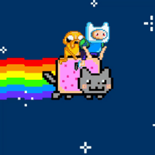 Jake And Finn Adventure Time Riding Nyan Cat GIF