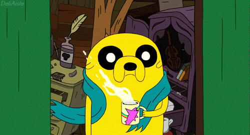 Jake The Dog Holding A Cup Of Coffee GIF
