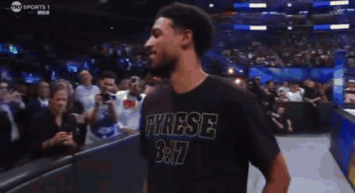 Jalen Brunson Haliburton Face Off GIF