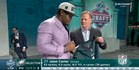 Jalen Carter Number 1 Jersey Nfl Auto Draft GIF