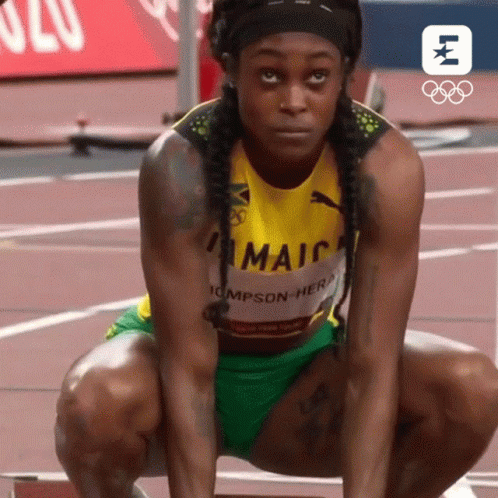 Jamaican Female Athlete Squatting