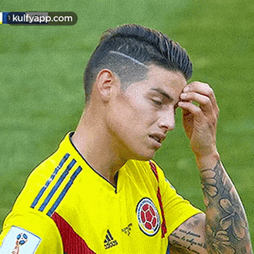 James Rodriguez Wipes Head GIF