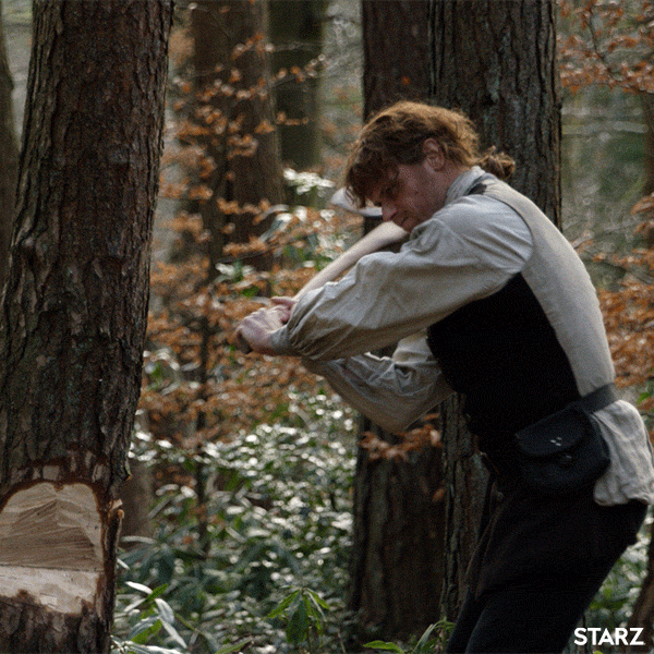 Jamie Fraser Chopping Tree GIF