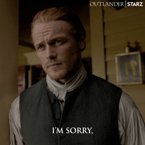 Jamie Fraser Serious Apology GIF