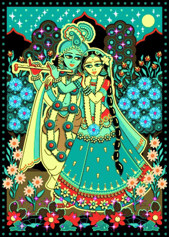 Janmashtami Dazzling Krishna Couple GIF