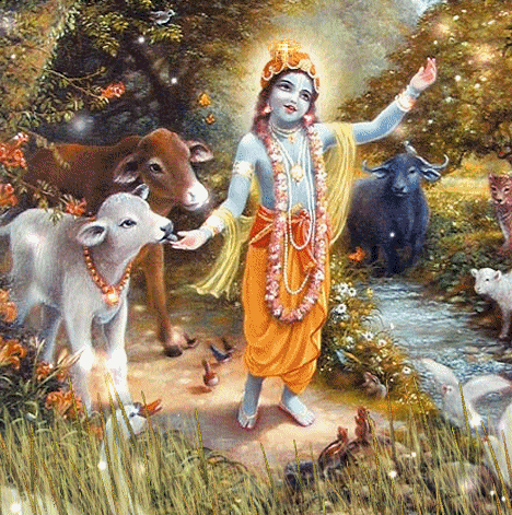 Janmashtami Glittery Krishna Poster GIF