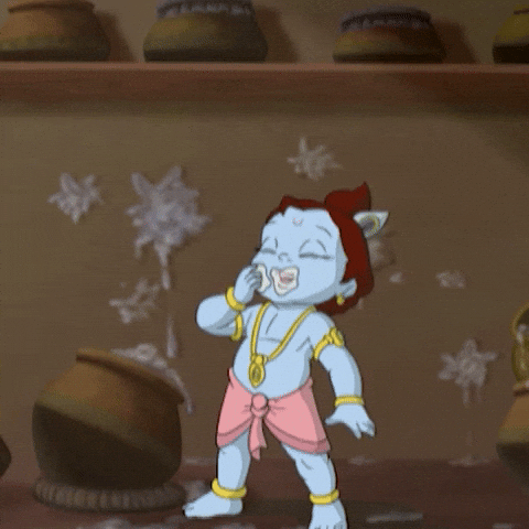 Janmashtami Playful Krishna Eating GIF