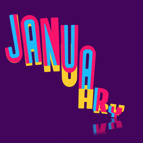 Januray Colorful Lettering Boing GIF