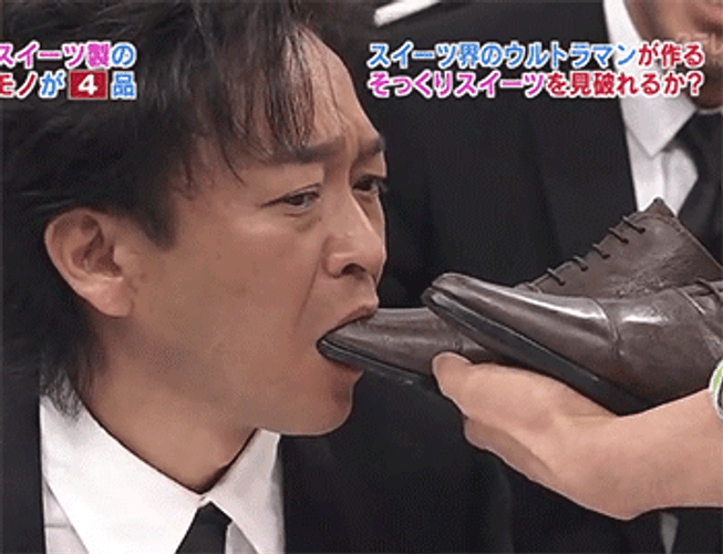 Japan Game Show Contestant Eat Shoes GIF