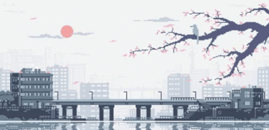 Japan Pixel Art Wallpaper GIF