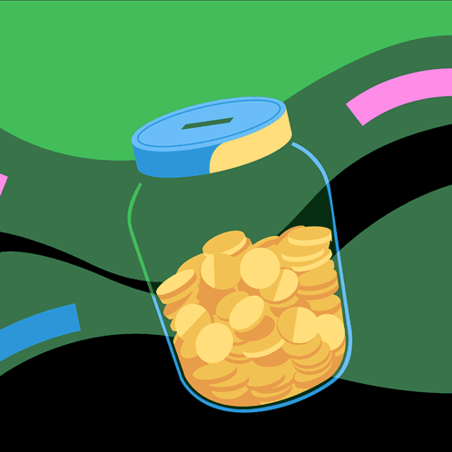 Jar Filled With Coins and Blue Lid