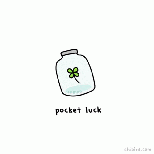Jar With Four Leaf Clover And Pocket Luck GIF