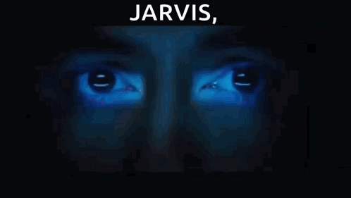 Jarvis Is Written On A Blue Background With A Man 'S Face GIF