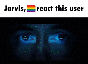 Jarvis Reacts To A Picture Of A Man With A Rainbow Flag On His Face GIF
