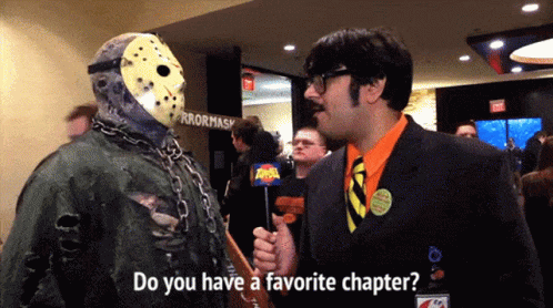 Man In A Jason Costume Interview GIF
