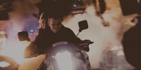 Jason Bourne Riding Motorcycle With Nicky Parsons GIF