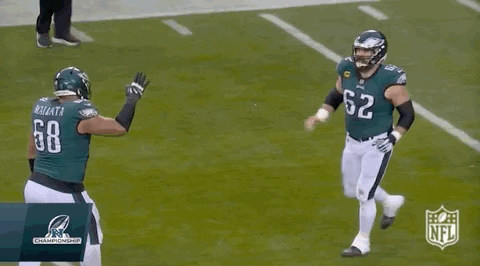 Jason Kelce High Five With Jordan Mailata GIF