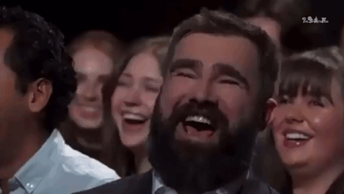 Jason Kelce Laughing While Applauding GIF