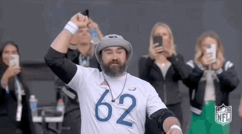 Jason Kelce Raising His Arms GIF