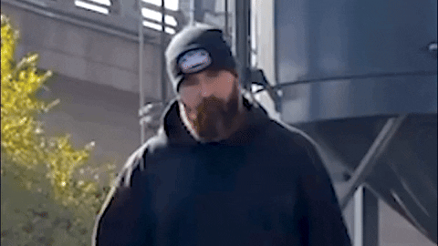 Jason Kelce Wearing Black Hoodie And Beanie GIF