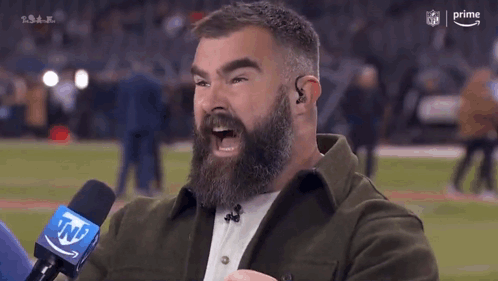 Jason Kelce Yelling On Microphone GIF
