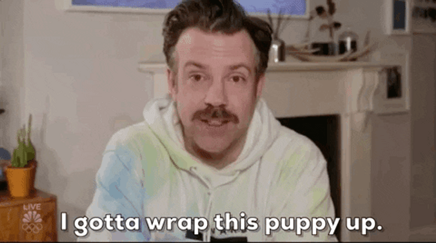 Jason Sudeikis Gotta Puppy Wrap It Up GIF
