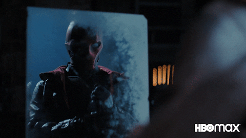 Jason Todd Red Hood In Front Of Mirror GIF