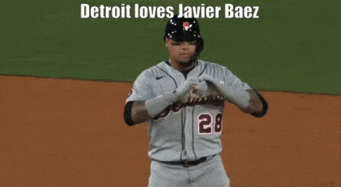 Javier Baez Finger Heart GIF