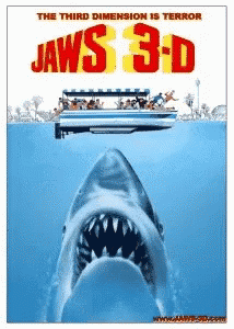 Jaws 3D Shark and Boat Poster
