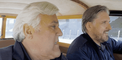 Jay Leno Garage Driving With Friend GIF