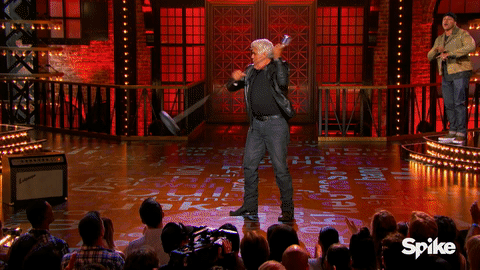 Jay Leno Lip Sync Battle Throw His Mic GIF