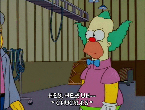 Jay Leno Simpsons With Krusty The Clown, Chuckles GIF
