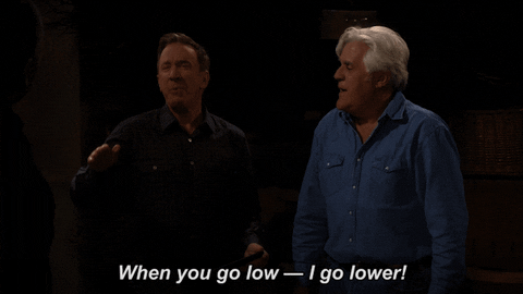 Jay Leno With Tim Allen I Go Lower GIF