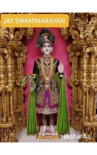 Jay Swaminarayan Statue Pink Background