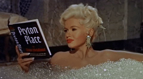 Jayne Mansfield Reading Book On Bubble Bath Time GIF