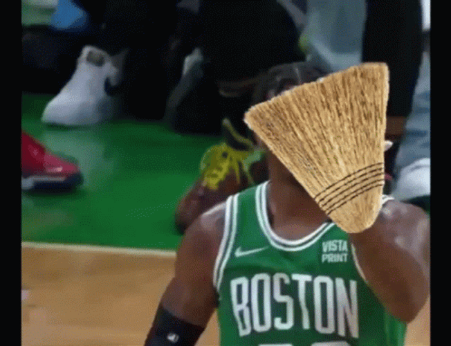 Jayson Tatum And Marcus Smart Holding A Sweep GIF